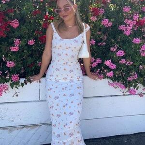 NWT Princess Polly Floral Maxi Dress Eco Viscose White Size 4